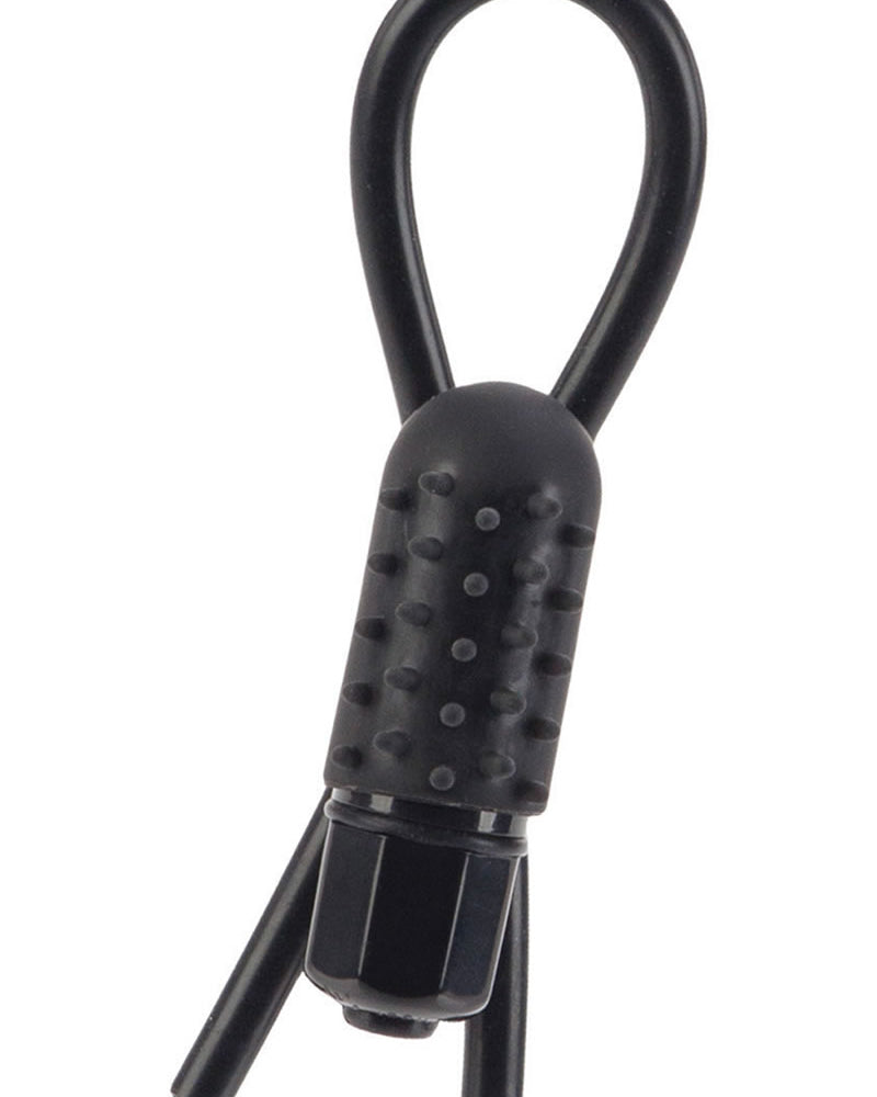Vibrating Silicone Stud Lasso Cock Ring Waterproof - Black