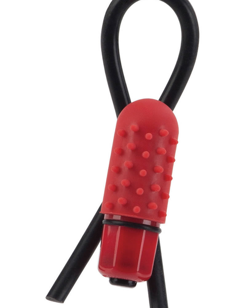 Vibrating Silicone Stud Lasso Cock Ring Waterproof - Red