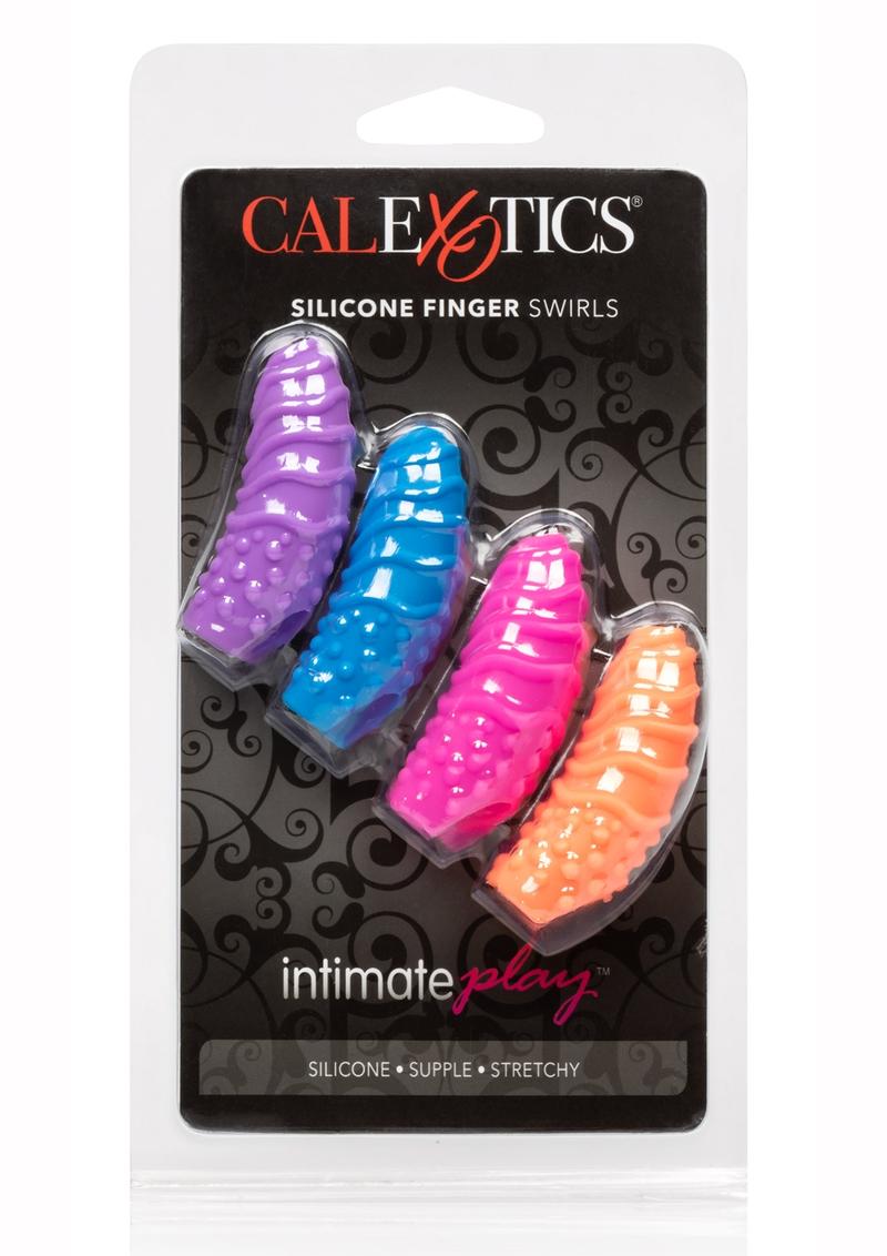 Masajeadores de dedos de silicona Intimate Play en forma de espiral, colores surtidos, 4 por paquete