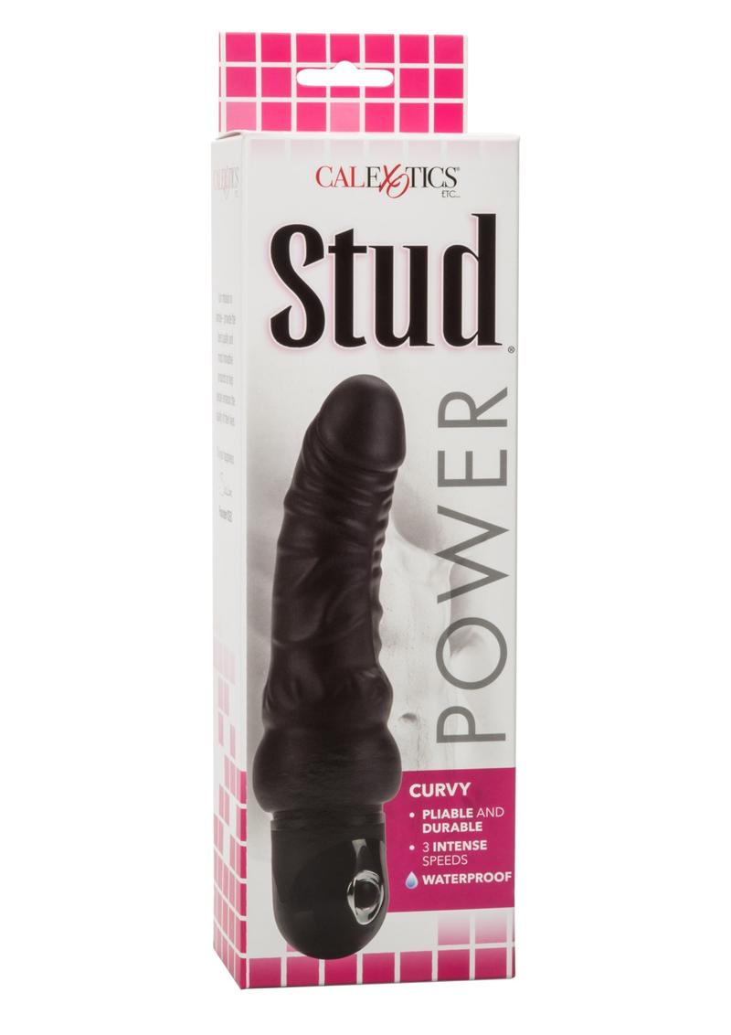 Power Stud Curvy Vibrator Waterproof Black 6.75 Inch