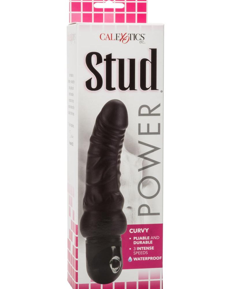 Power Stud Curvy Vibrator Waterproof Black 6.75 Inch