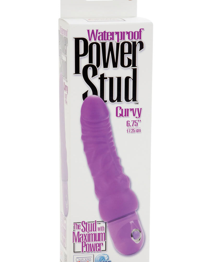 Power Stud Curvy Vibrator Waterproof Purple 6.75 Inch