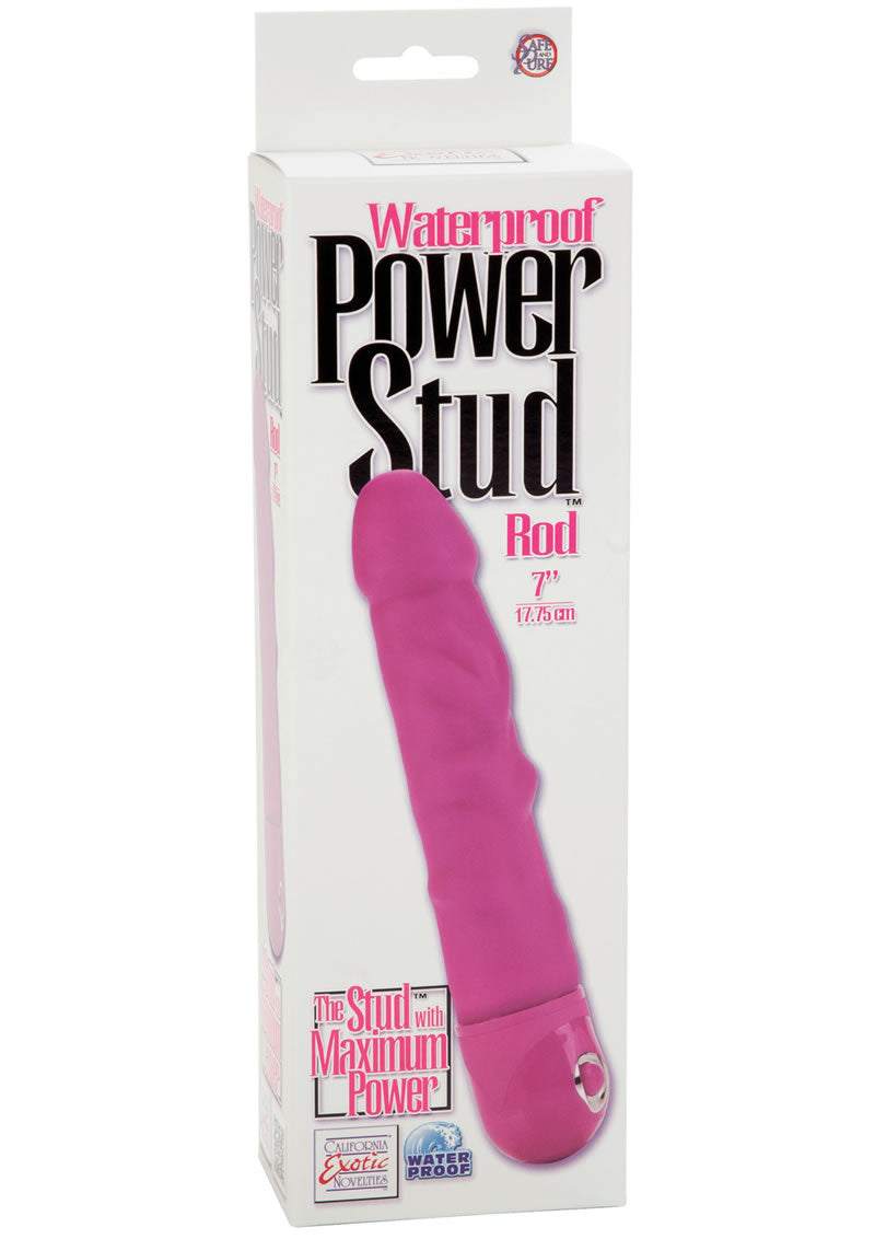 Power Stud Rod Vibrator Waterproof Pink 7 Inch