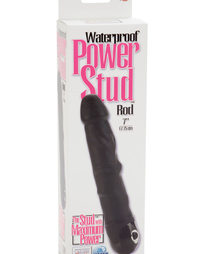 Power Stud Rod Vibrator Waterproof Black 7 Inch