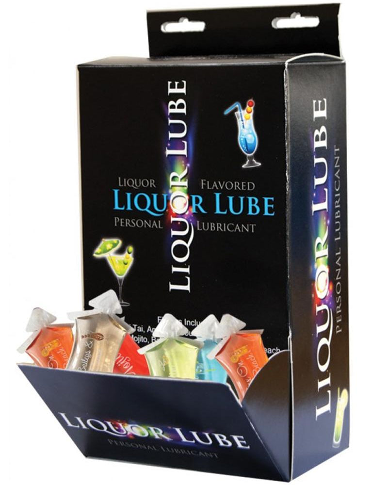Liquir Lube Water Based Liquor Flavored Lubricants Counter Display 50 Pillows Per Display