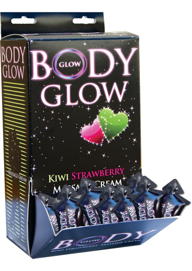 Crema de masaje Body Glow sabor kiwi y fresa, 50 unidades por expositor