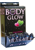 Crema de masaje Body Glow sabor kiwi y fresa, 50 unidades por expositor