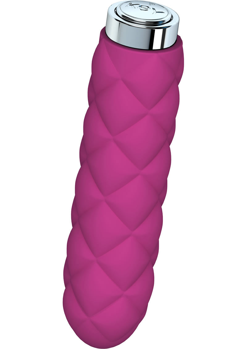 Vibrador de silicona de peluche Key Charms resistente al agua de 3,75 pulgadas en color rosa frambuesa