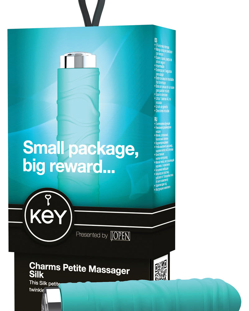 Key Charms Silk Silicone Vibrator Waterproof 3.5 Inch Robin Egg Blue