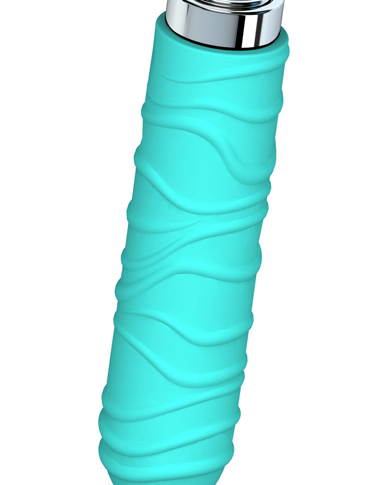 Key Charms Silk Silicone Vibrator Waterproof 3.5 Inch Robin Egg Blue