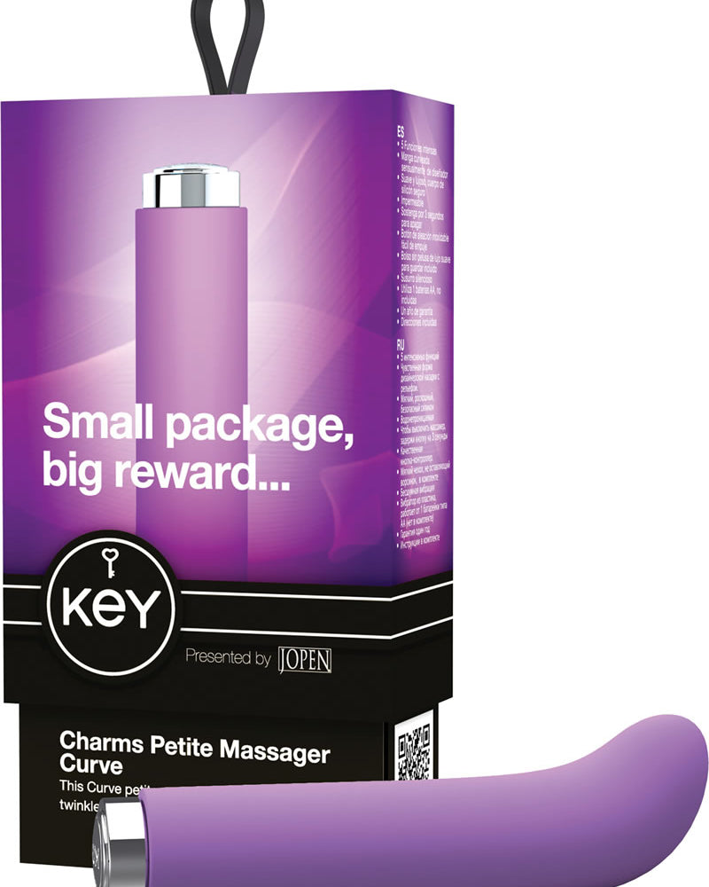Key Charms Curve Silicone Vibrator Waterproof 4 Inch Lavender