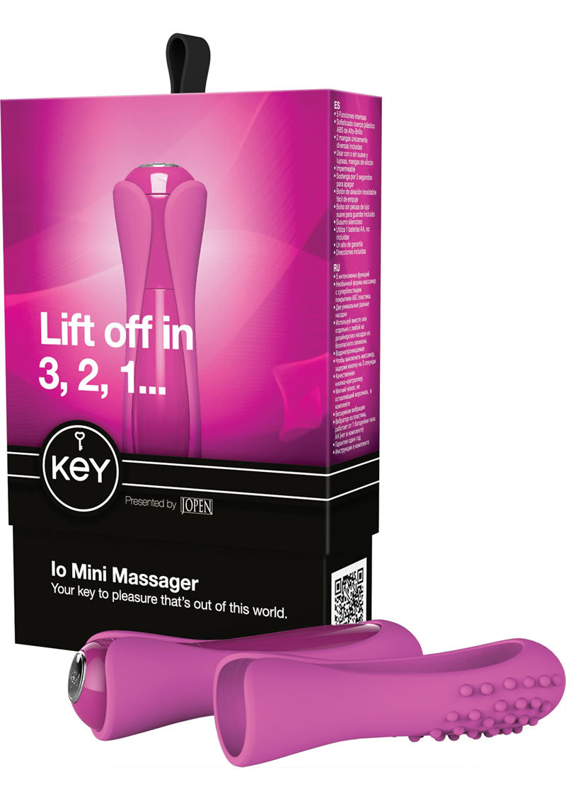 Key Io Vibrator Waterproof With Silicone Sleeves 4.25 Inch Raspberry Pink