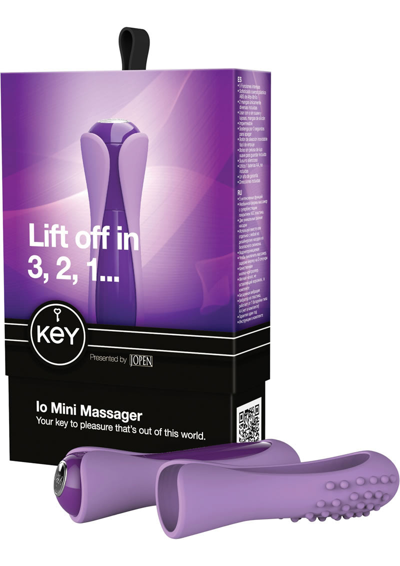 Key Io Vibrator Waterproof With Silicone Sleeves 4.25 Inch Lavender