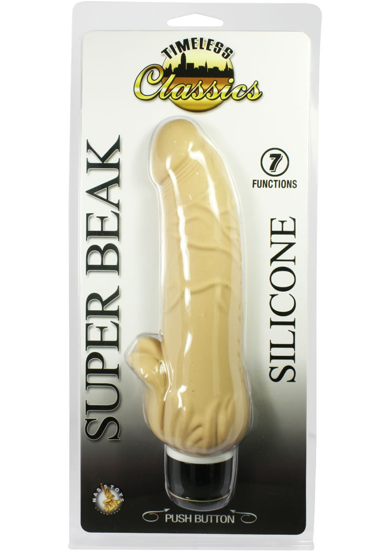 Vibrador de silicona Super Beak de Timeless Classics resistente al agua, color carne