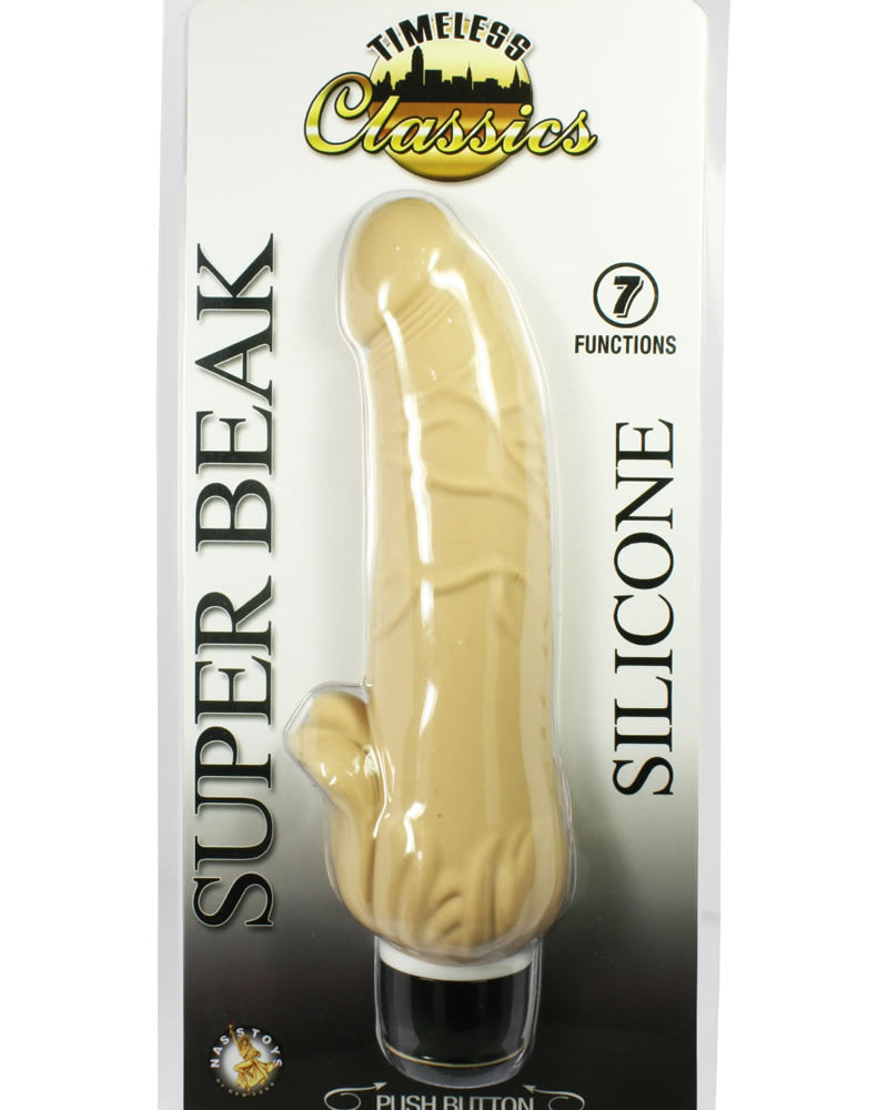 Vibrador de silicona Super Beak de Timeless Classics resistente al agua, color carne