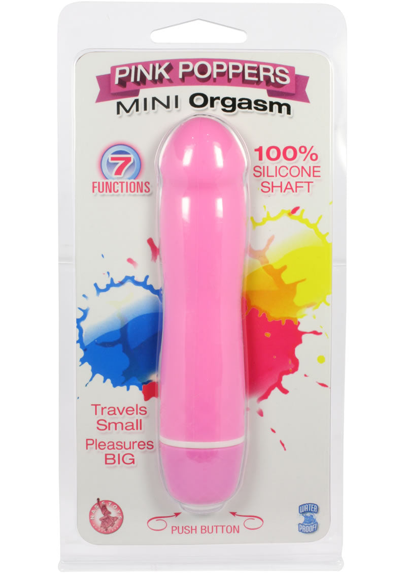 Pink Poppers Mini Orgasm Silicone Vibrator Waterproof 5 Inch Pink