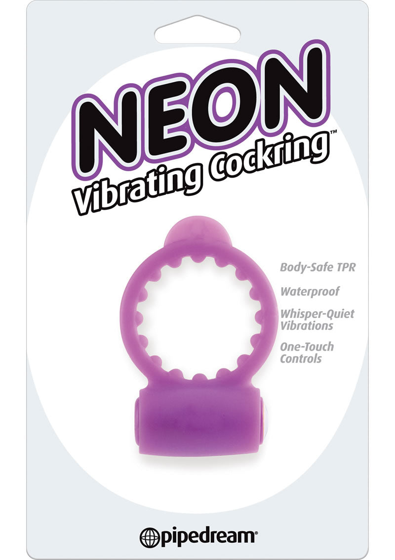 Neon Vibrating Cockring Waterproof Purple