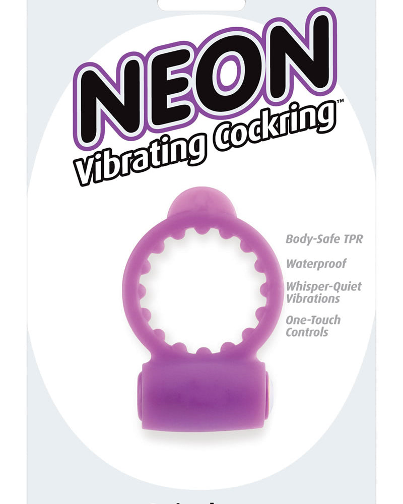 Neon Vibrating Cockring Waterproof Purple