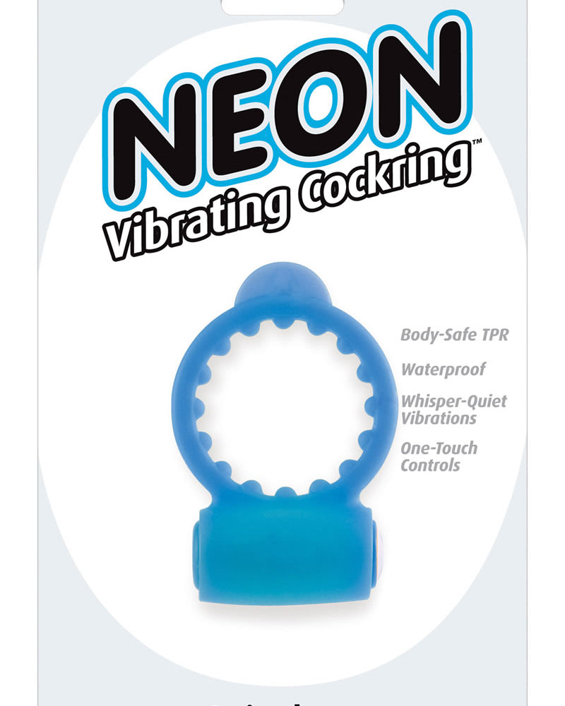 Neon Vibrating Cockring Waterproof Blue