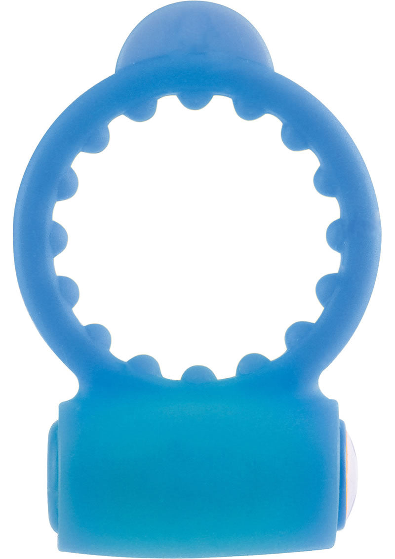 Neon Vibrating Cockring Waterproof Blue