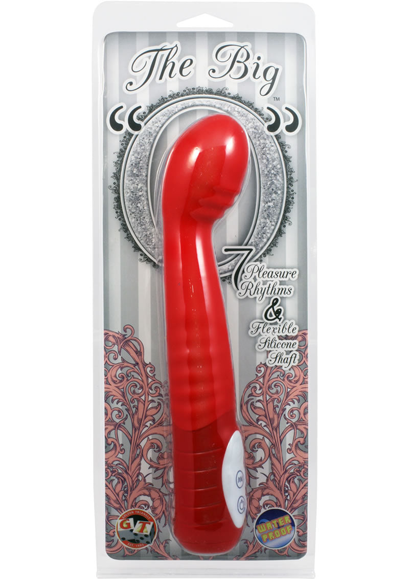 Vibrador de silicona Big O resistente al agua, color rojo, 8,5 pulgadas