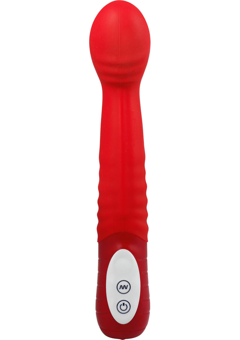 Vibrador de silicona Big O resistente al agua, color rojo, 8,5 pulgadas