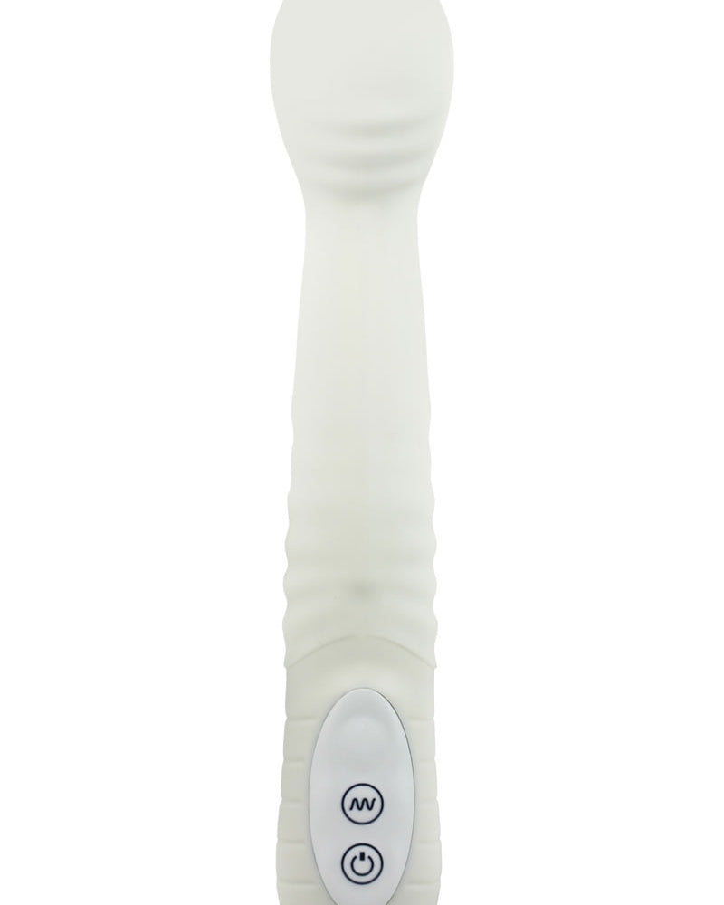 Vibrador de silicona Big O resistente al agua, color blanco, 8,5 pulgadas
