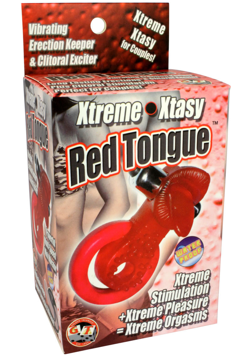 Anillo para el pene impermeable Xtreme Ring Of Xtasy Red Tongue, color rojo