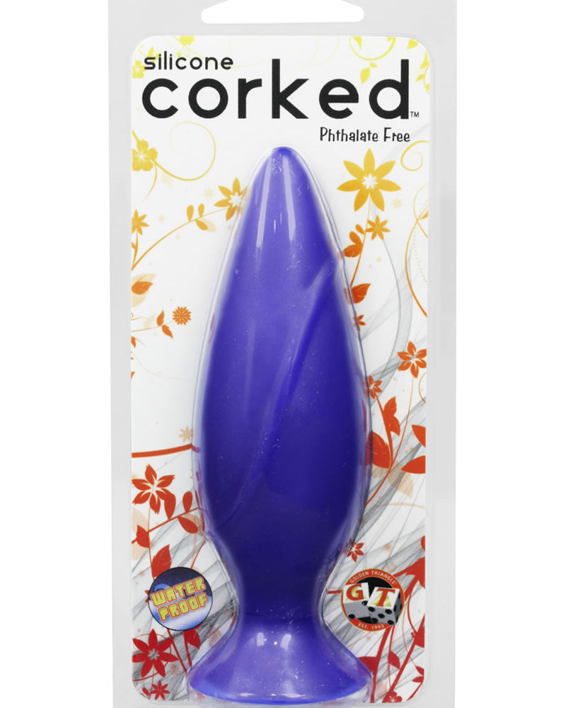 Corked Silicone Anal Plug Waterproof Small Blue