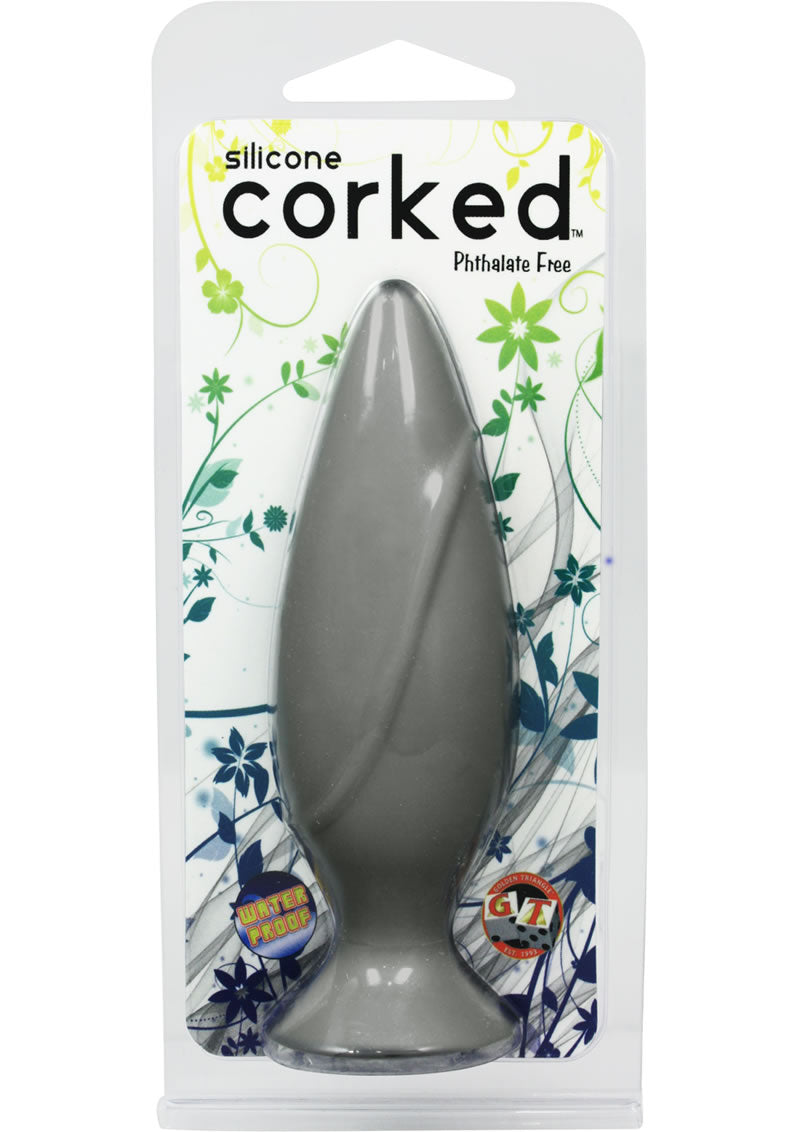 Tapón anal de silicona con corcho resistente al agua, pequeño color carbón