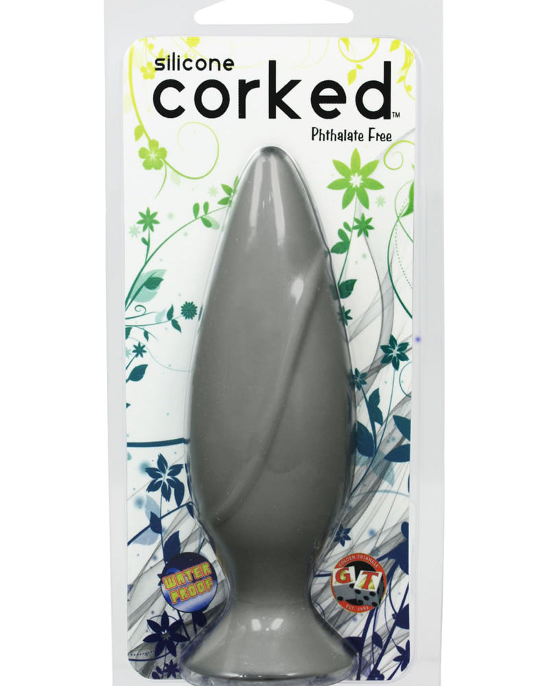 Corked Silicone Anal Plug Waterproof Small Charcoal