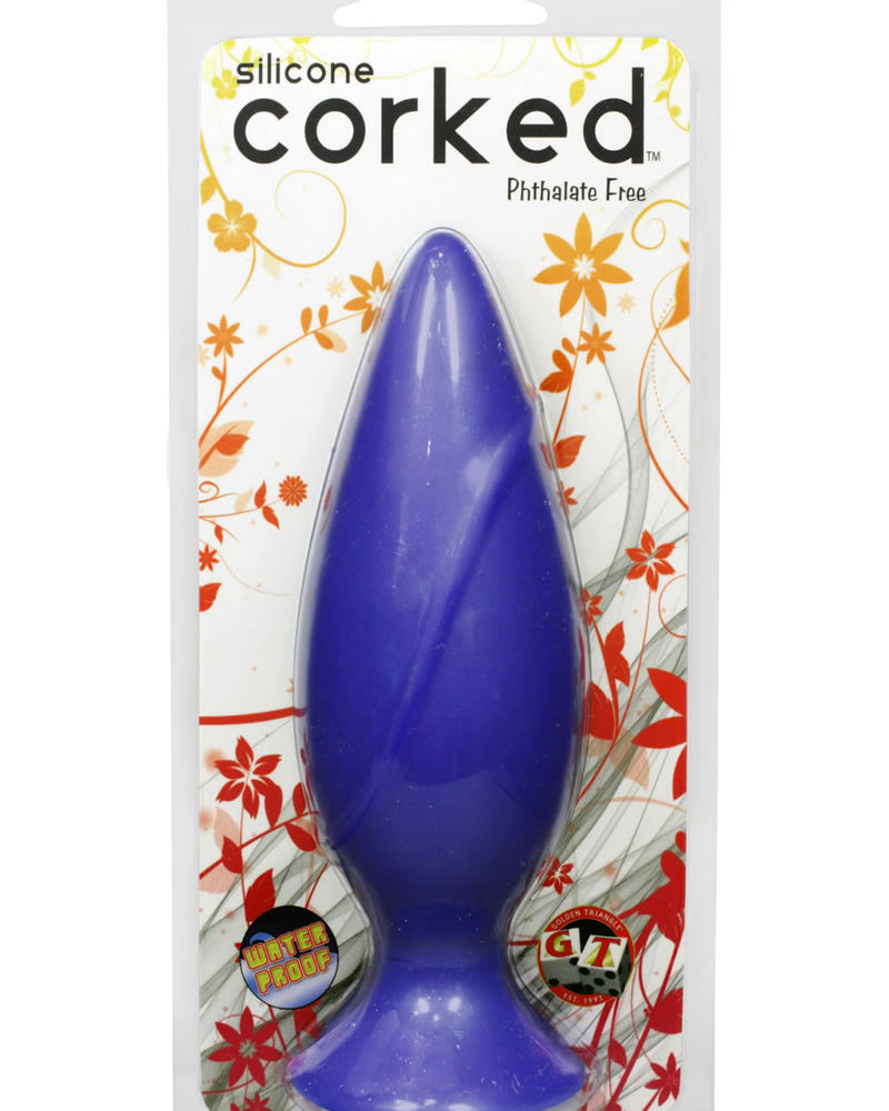 Corked Silicone Anal Plug Waterproof Medium Blue