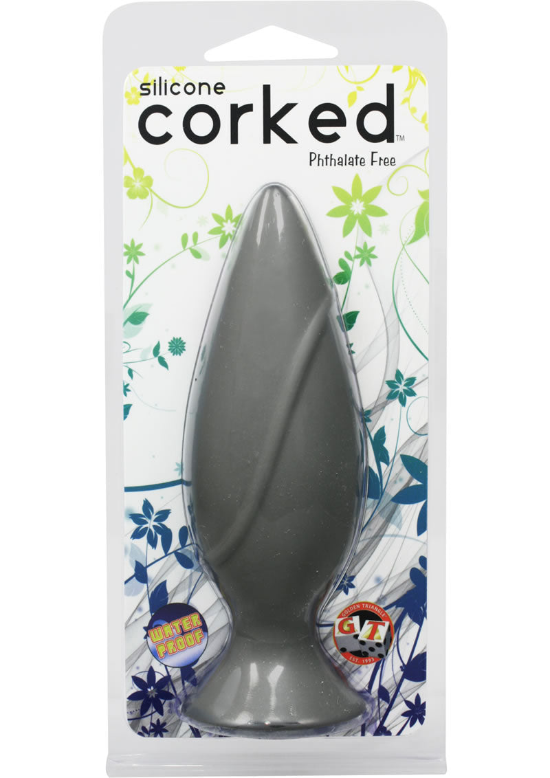 Corked Silicone Anal Plug Waterproof Medium Charcoal