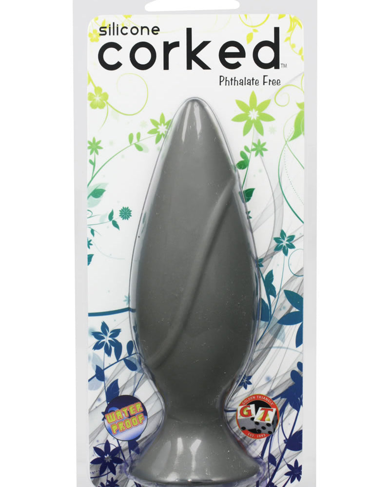 Corked Silicone Anal Plug Waterproof Medium Charcoal