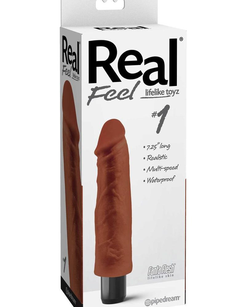 Real Feel Lifelike Toyz Número 1 Vibrador realista Impermeable Marrón 7.5 pulgadas