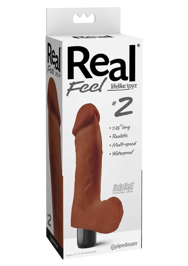 Real Feel Lifelike Toyz Number 2 Realistic Vibrator Waterproof Brown 8 Inch