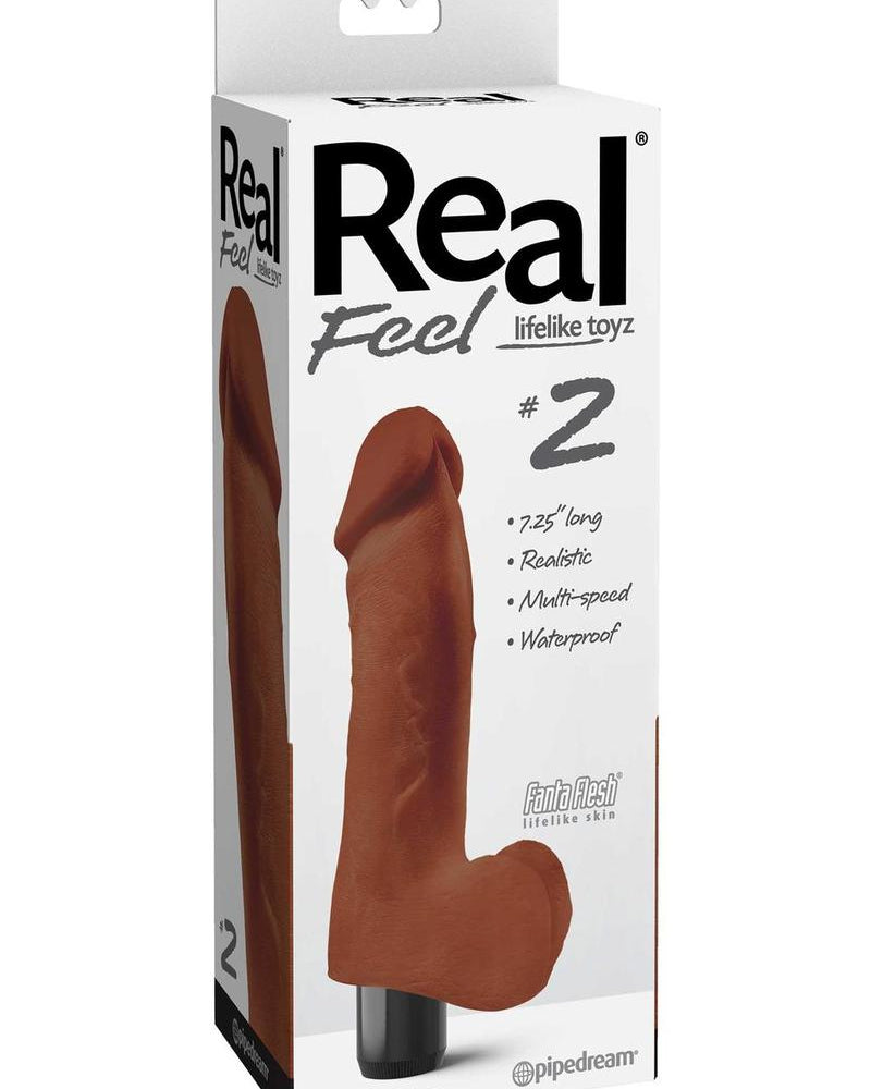 Real Feel Lifelike Toyz Número 2 Vibrador realista Impermeable Marrón 8 pulgadas