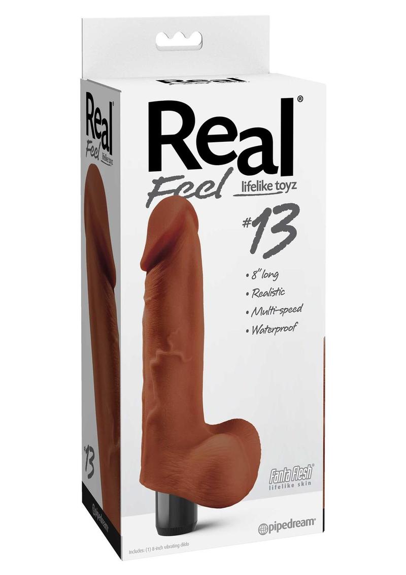 Real Feel Lifelike Toyz Number 13 Realistic Vibrator Waterproof Brown 8.5 Inch