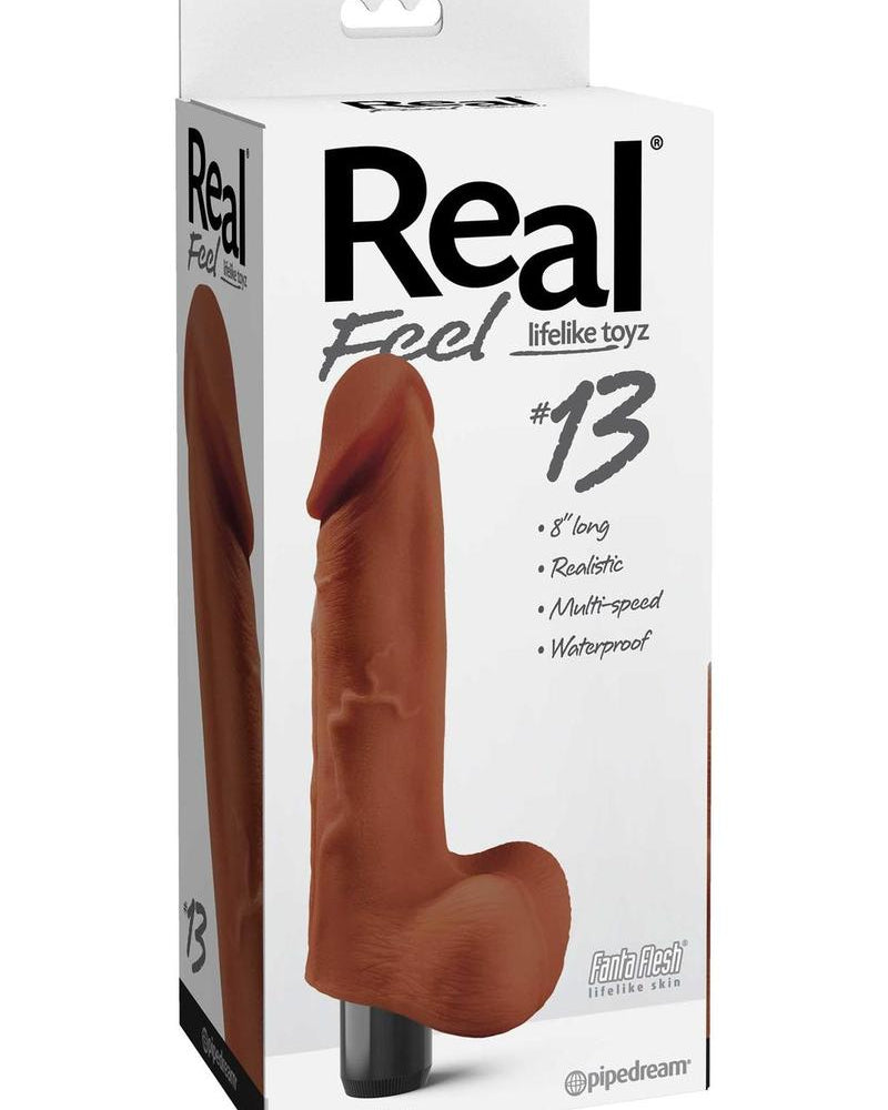 Real Feel Lifelike Toyz Número 13 Vibrador realista Impermeable Marrón 8.5 Pulgadas