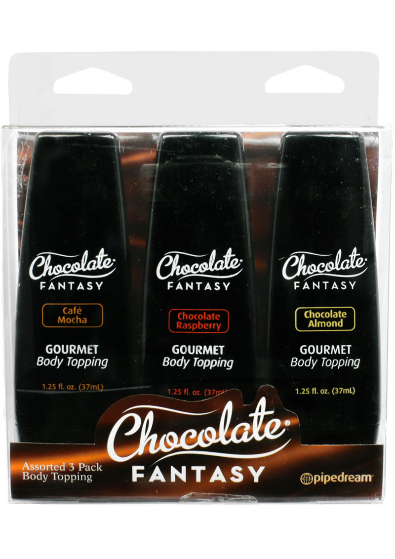 Chocolate Fantasy Body Toppings Mini Bottles 1.25 Ounce 3 Each Per Pack