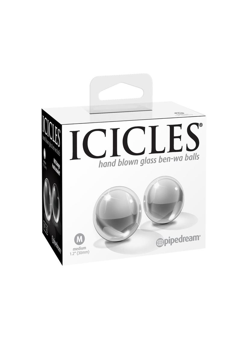 Icicles No 42 Ben-Wa Balls Glass Clear Medium 1.2 Inch Diameter