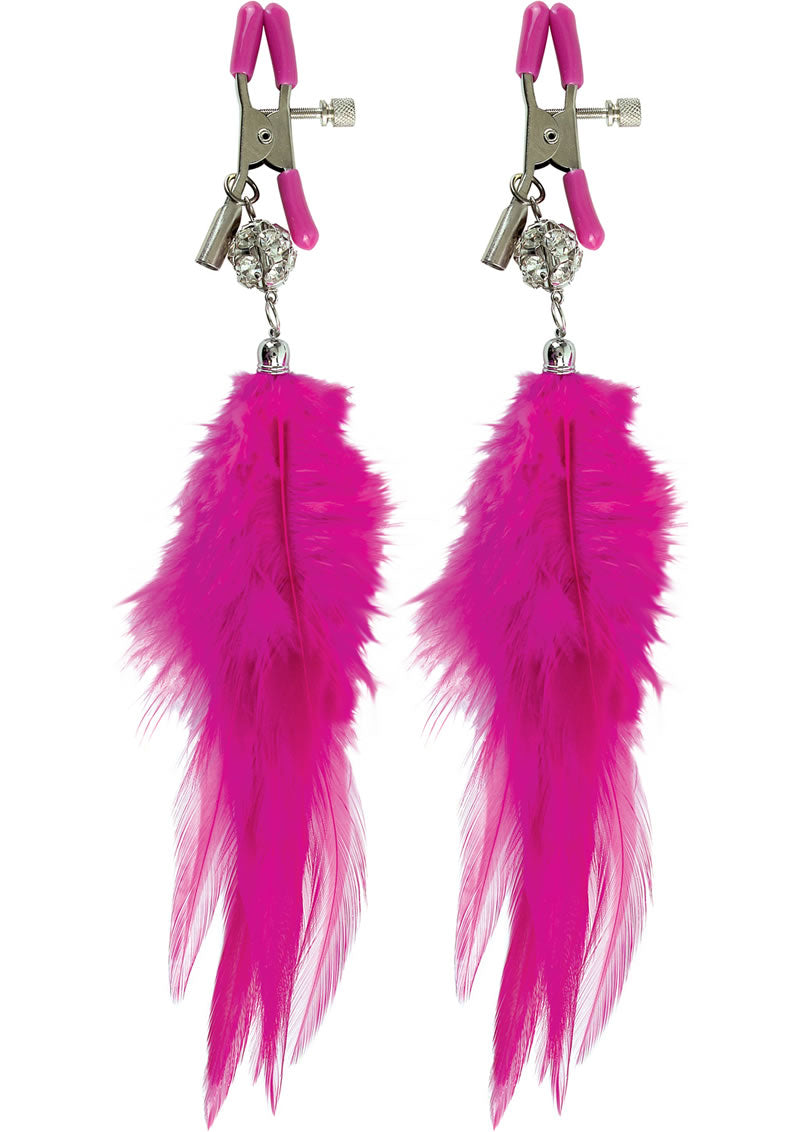 Pinzas para pezones con plumas de fantasía Fetish Fantasy - Rosa