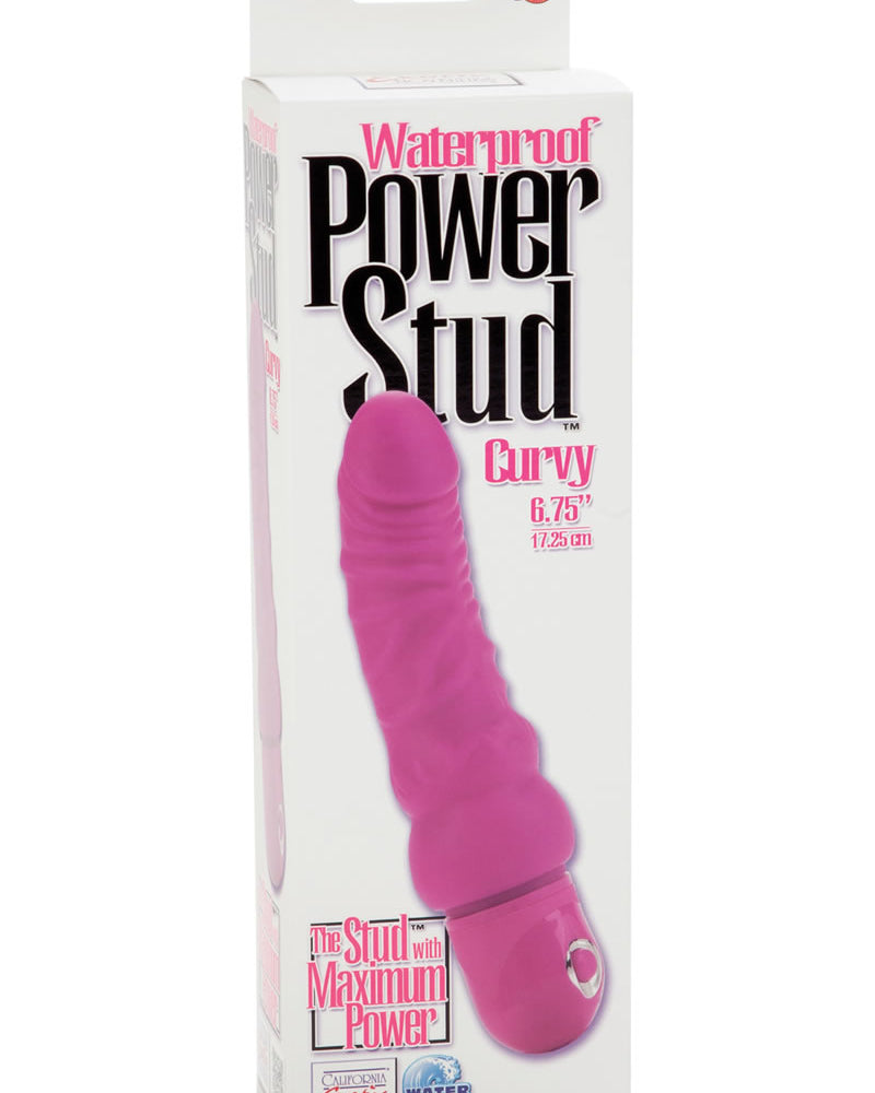 Power Stud Curvy Vibrator Waterproof Pink 6.75 Inch
