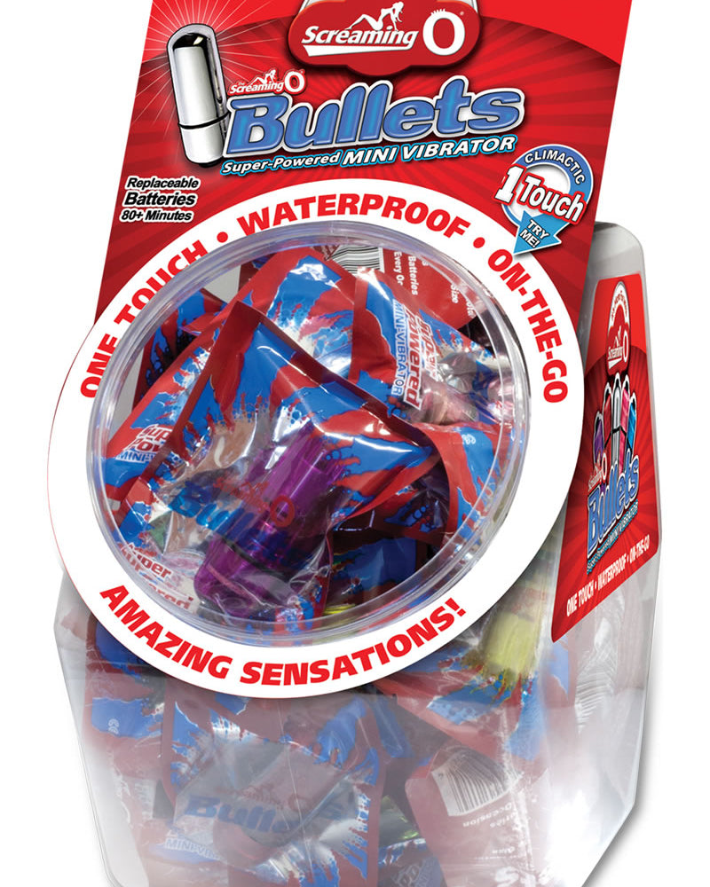 Balas Screaming O Bullets resistentes al agua, colores surtidos, 40 unidades, en recipiente para dulces