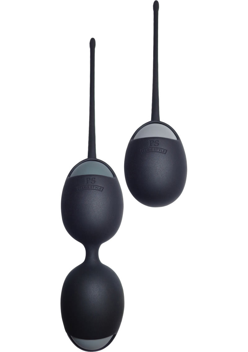 Bolas de silicona de terciopelo de The Ultimate Kegel Kit en color negro