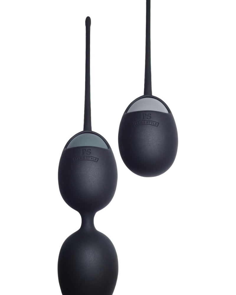 Bolas de silicona de terciopelo de The Ultimate Kegel Kit en color negro
