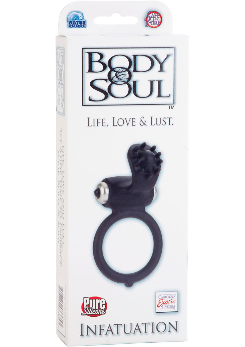 Body And Soul Infatuation Silicone Cockring Waterproof Black 1.5 Inch Diameter