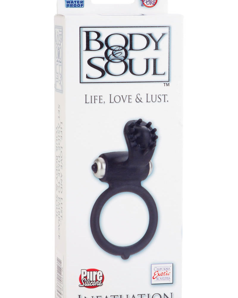 Body And Soul Infatuation Silicone Cockring Waterproof Black 1.5 Inch Diameter