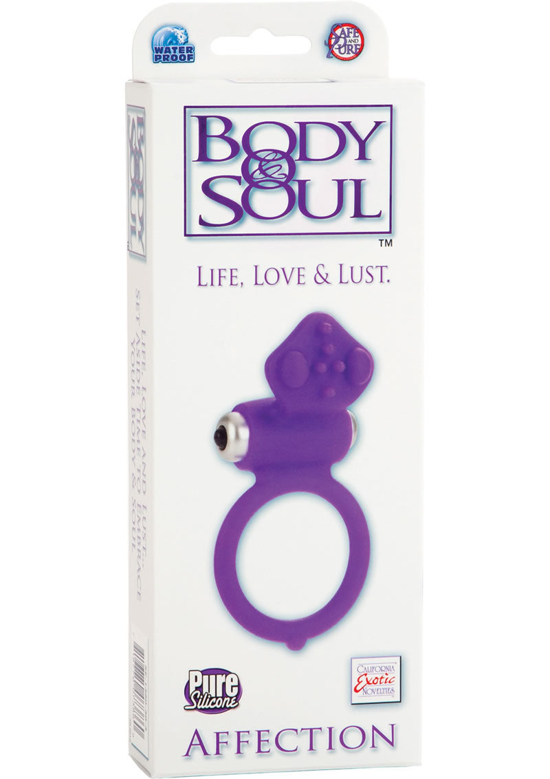 Body And Soul Affection Silicone Cockring Waterproof Purple 1.5 Inch Diameter