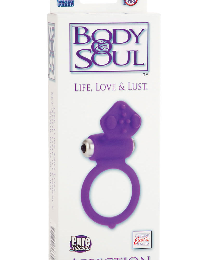 Body And Soul Affection Silicone Cockring Waterproof Purple 1.5 Inch Diameter